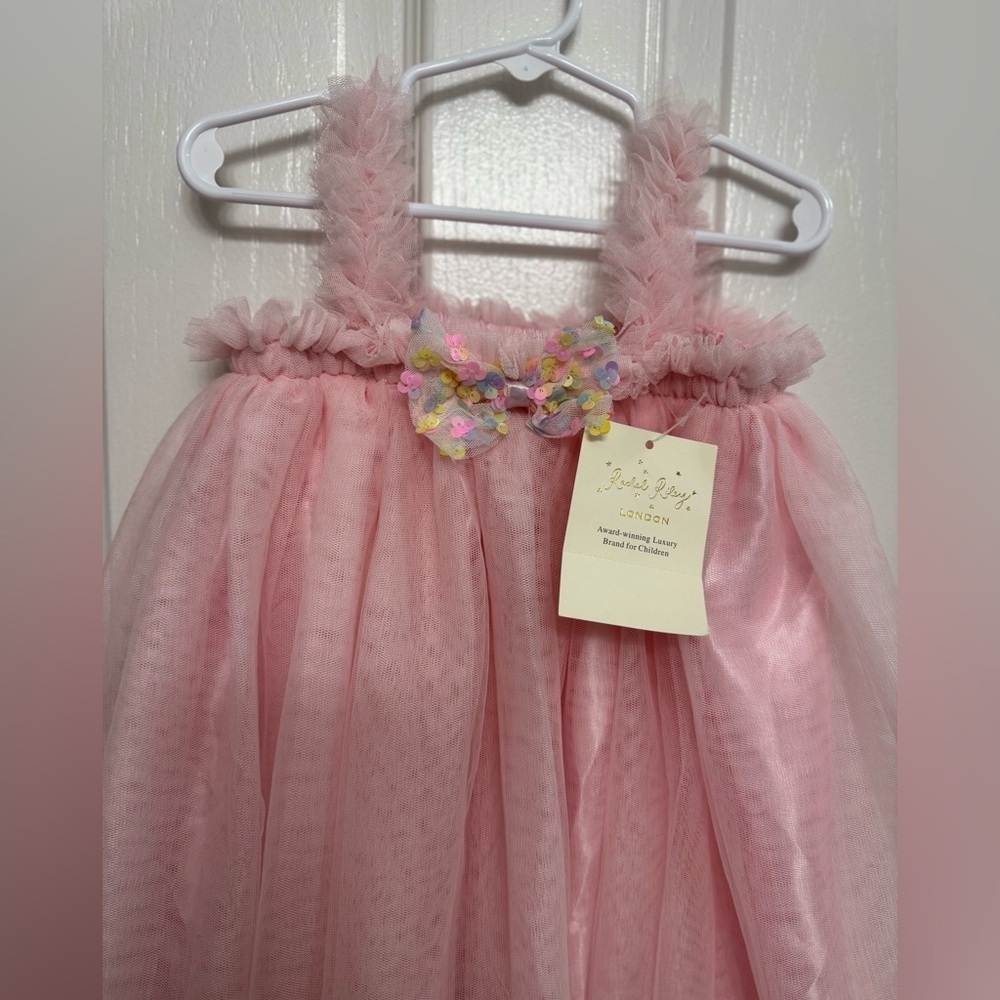 Rachel Riley London Pink Tulle Party Dress | Girls 4Y | Sequin Bow | NWT - Picture 2 of 8